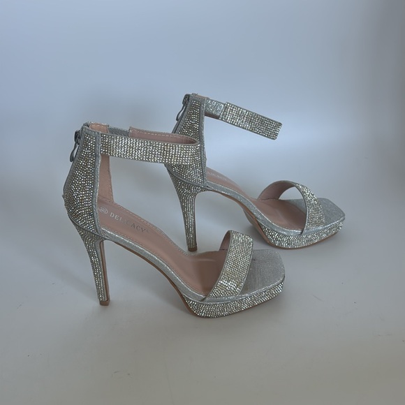 Delicacy Silver rhinestone sandal stiletto heel shoes - Picture 5 of 11